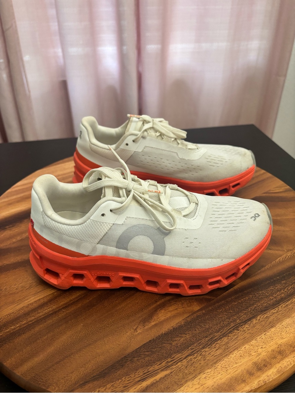 On Cloudmonster White Flame Colorway Running Sneakers Size 7